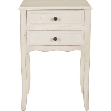 Lori White End Table with 2 Storage Drawers