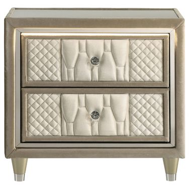 Lorient 2-Drawer LED Nightstand with USB In Ivory and Camel