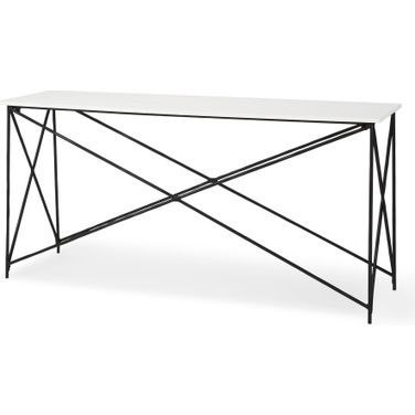 Lorlei Marble Top with Iron Base Console Table In Black