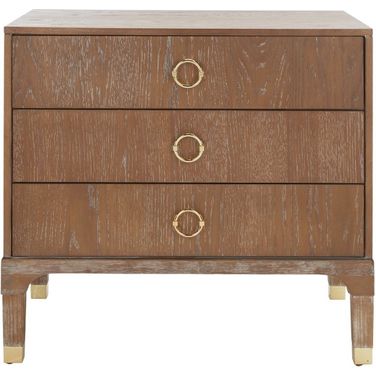Lorna 3 Drawer Contemporary Night Stand In Gold