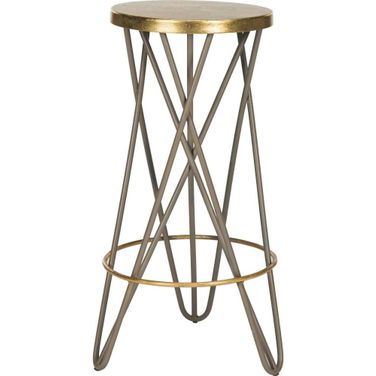 Lorna Beige and Gold Leaf Bar Stool