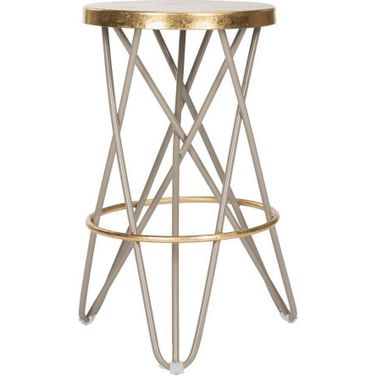 Lorna Beige and Gold Leaf Counter Stool