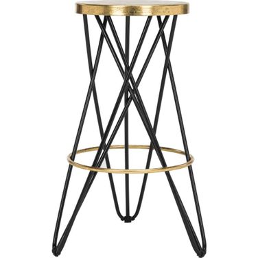 Lorna Black and Gold Leaf Bar Stool