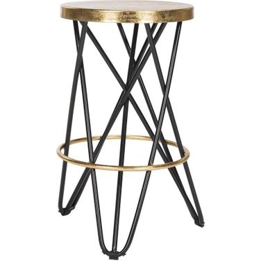 Lorna Black and Gold Leaf Counter Stool