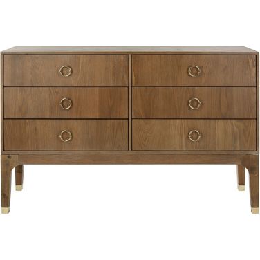 Lorna Contemporary Dresser In Rustic Oak and Gold
