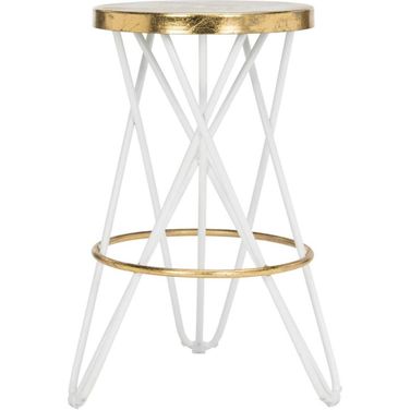 Lorna White and Gold Leaf Counter Stool
