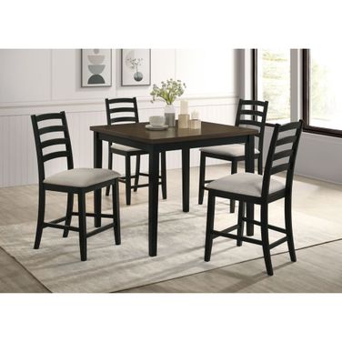 Lorraine 5 Piece Counter with Table and 4 Counter Chairs In Beige and Oak