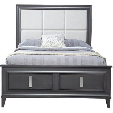 Lorraine California King Storage Footboard Platform Bed In Dark Grey