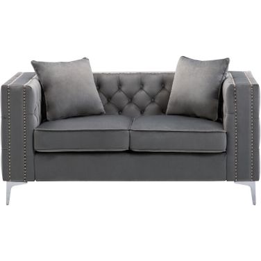 Lorreto Gray Velvet Loveseat