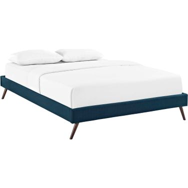 Loryn Azure Queen Fabric Bed Frame with Round Splayed Legs