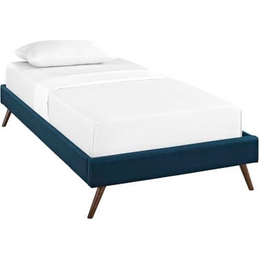 Loryn Azure Twin Fabric Bed Frame with Round Splayed Legs