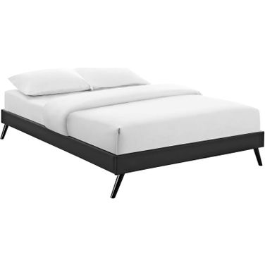 Loryn Black Queen Vinyl Bed Frame with Round Splayed Legs