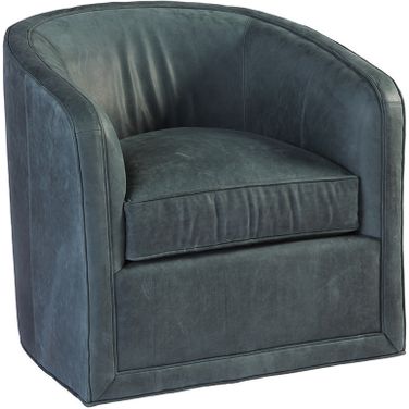 Los Altos Colton Leather Swivel Chair In Dark Blue