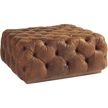 Los Altos Laurel Leather Cocktail Ottoman In Newcastle