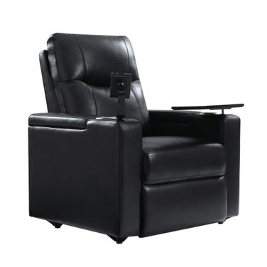 Lothaire Genuine Leather Recliner In Black
