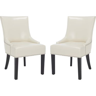 Lotus Flat Cream and Espresso 19 Inch Side Chair with Silver Nailhead Detail Set of 2