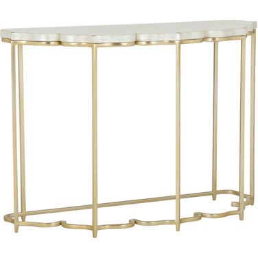 Lotus Flower Console In Gold and White