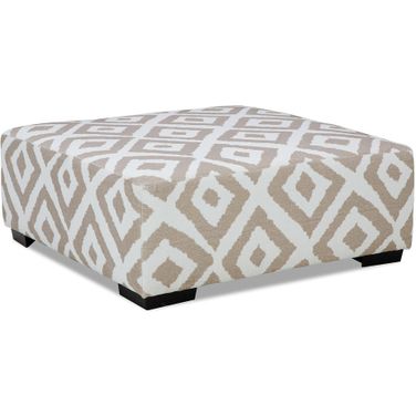 Loughlin Ottoman In Light Brown and Ivory