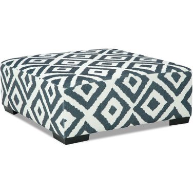 Loughton Ottoman In Gun Metal and Ivory
