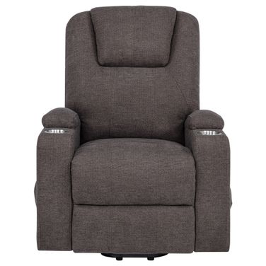 Louie Chenille Upholstered Power Lift Massage Chair In Brown