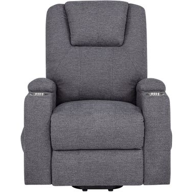 Louie Chenille Upholstered Power Lift Massage Chair In Dark Grey