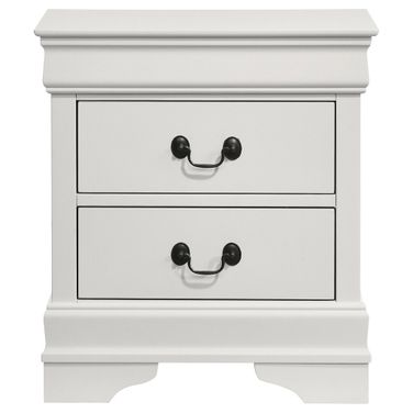 Louis Philippe 2-Drawer Nightstand Bedside Table In White