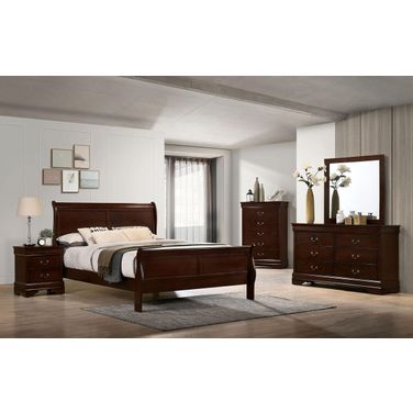 Louis Philippe Bedroom Set In Dark Cherry