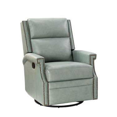 Louise Genuine Leather Swivel Rocker Recliner In Sage