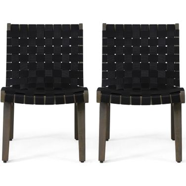 Lounge Chair with Stunning Rope Weave Design In Black - Set of 2