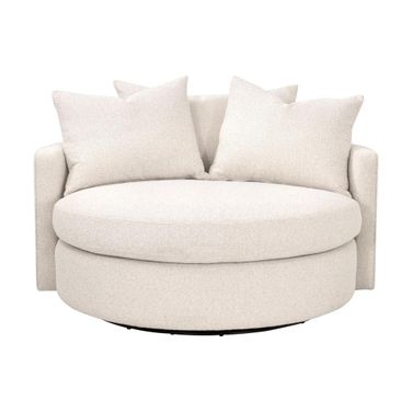 Lourne Grand Swivel Sofa Chair In Gellar Linen