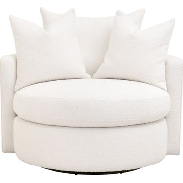 Lourne Petite LiveSmart Boucle Swivel Sofa Chair In Snow