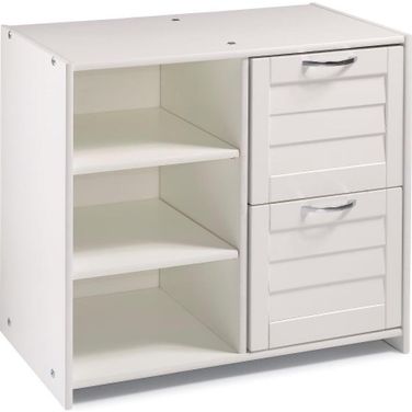 Louver Low Loft 2 Dr Chest-Shelves White