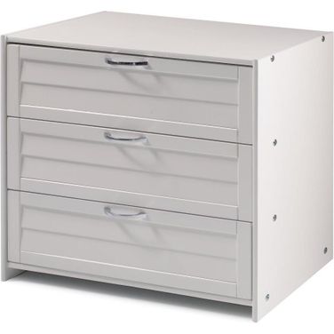 Louver Low Loft 3 Drawer Chest White