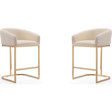Louvre Counter Stool in Cream and Titanium Gold (Set of 2)