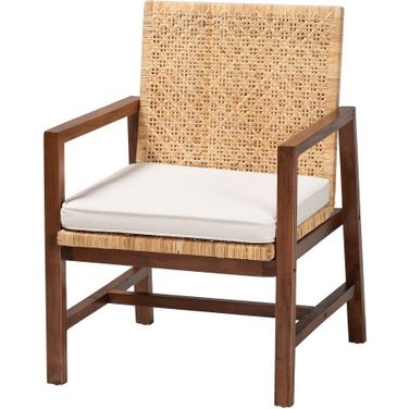 Lovina Rattan and Wood Armchair In Light Honey and Light Brown
