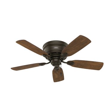 Low Profile 42 Inch Ceiling Fan and Pull Chain In New Bronze and Weathered Oak