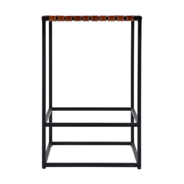 Lowell 24 Inch Leather and Iron Backless Counter Stool with Footrest In Brown