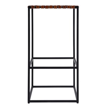 Lowell 30 Inch Leather and Iron Backless Barstool with Footrest In Brown