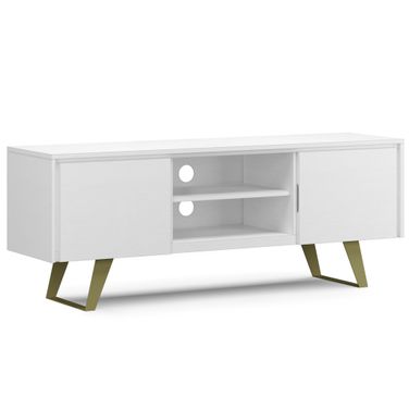 Lowry Solid Acacia Wood TV Media Stand In White