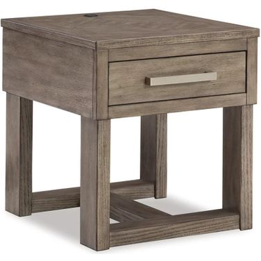 Loyaska End Table In White and Brown
