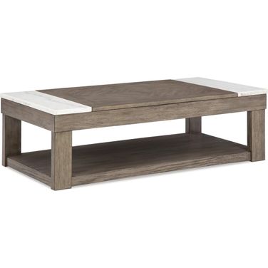 Loyaska Lift-Top Coffee Table In White and Brown