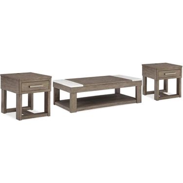Loyaska Occasional Table Set In Grayish Brown and White