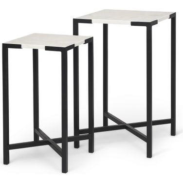 Lucas Accent Table Set of 2 In Black and White