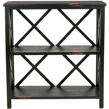 Lucas Distressed Black 2-Tier Low Etagere
