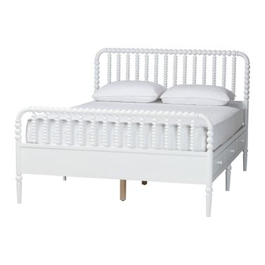 Lucera 6-Drawer Full Platform Bed with Bobbin Frame In White
