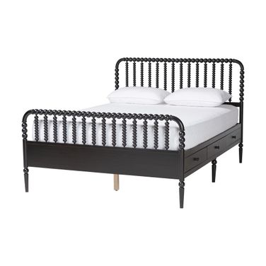 Lucera 6-Drawer Queen Platform Bed with Bobbin Frame In Black