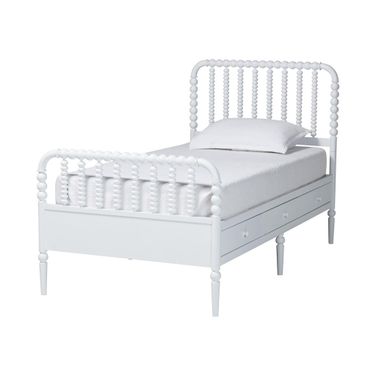 Lucera 6-Drawer Twin Platform Bed with Bobbin Frame In White