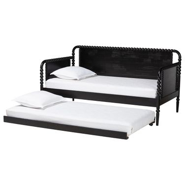 Lucera Bobbin Twin Daybed with Rolling Trundle In Black