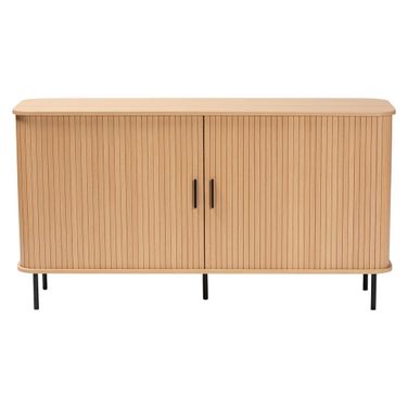 Lucia Fluted Wood 55 Inch Wide Sideboard In Light Oak
