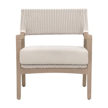 Lucia Outdoor Club Chair In Pure White and Washed Ever Teak